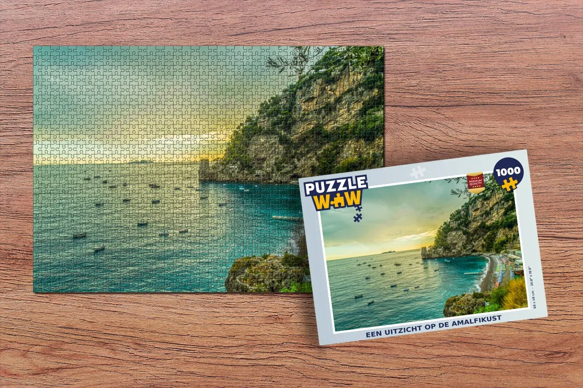 PuzzleWow Uitzicht op de Amalfikust Legpuzzel 1000 Stuks - Multicolor