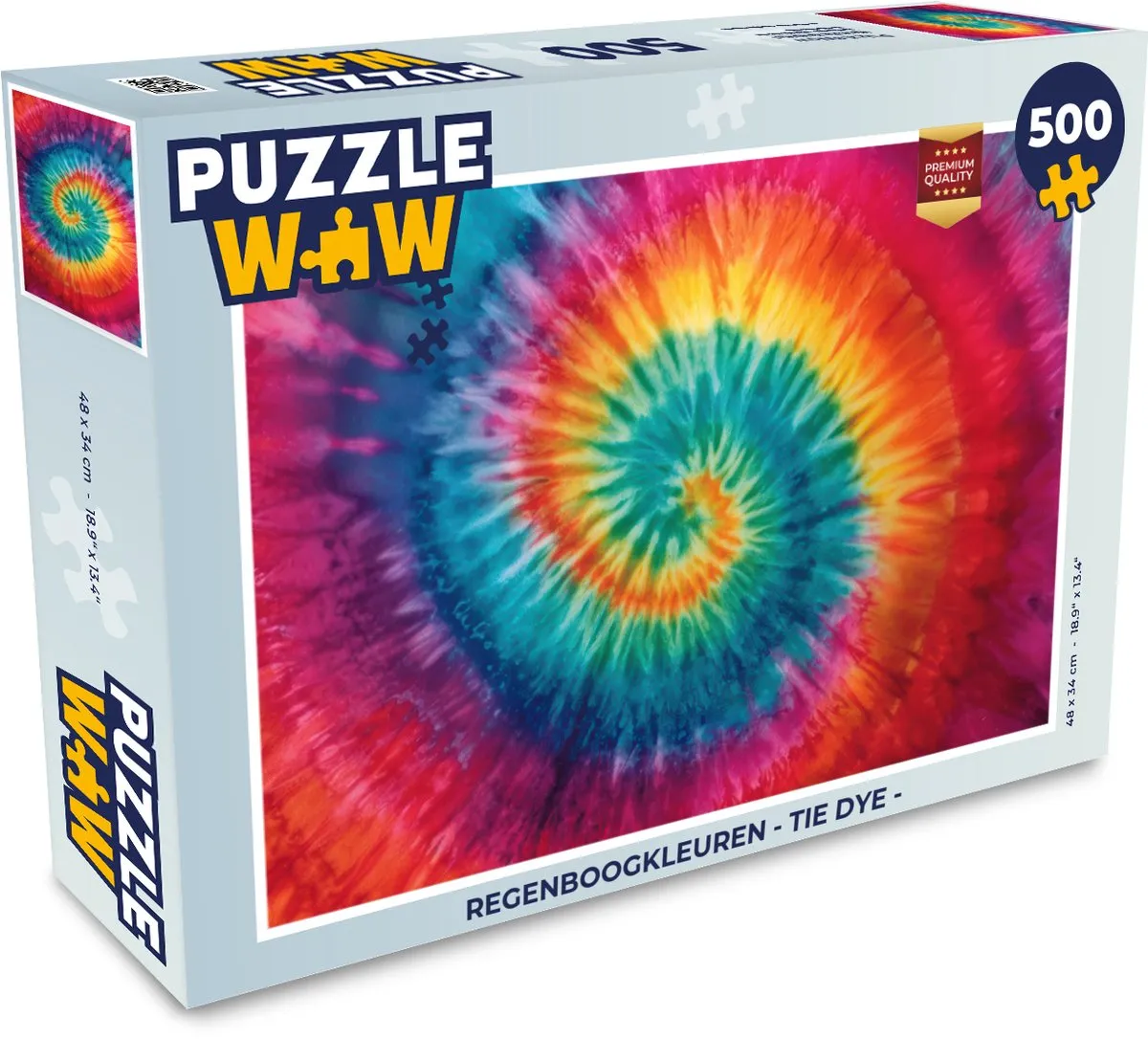 PuzzleWow Regenboogkleuren Tie Dye Legpuzzel 500 Stuks - MPN 8721406856559