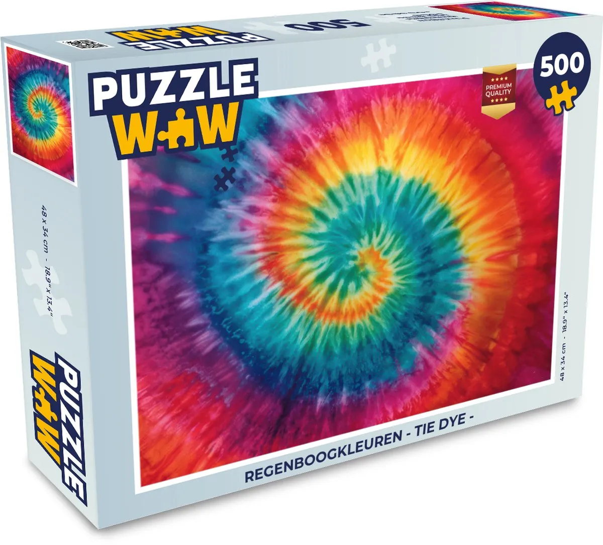 PuzzleWow Regenboogkleuren Tie Dye Legpuzzel 500 Stuks