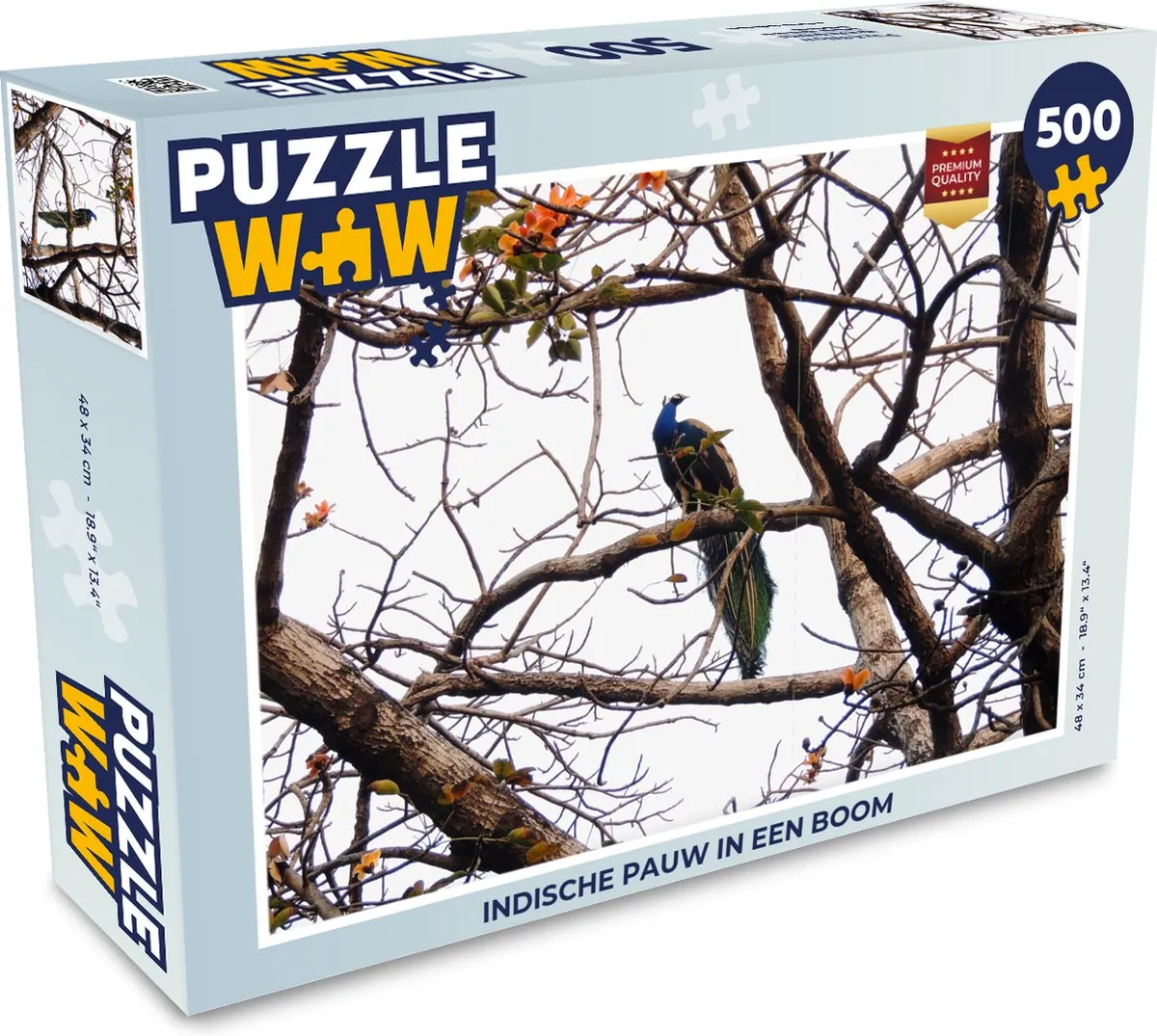 PuzzleWow Indische Pauw in een Boom Legpuzzel 500 Stuks