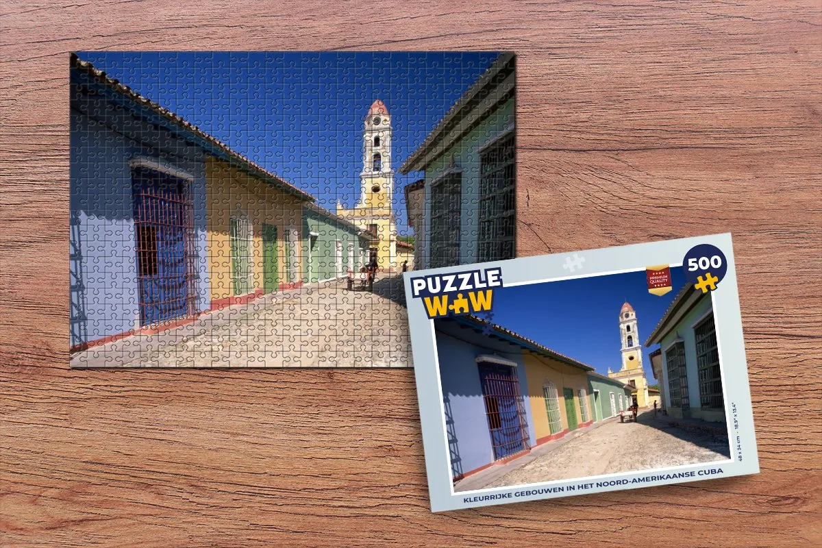 PuzzleWow Kleurrijke Gebouwen Cuba Legpuzzel 500 Stuks - Multicolor