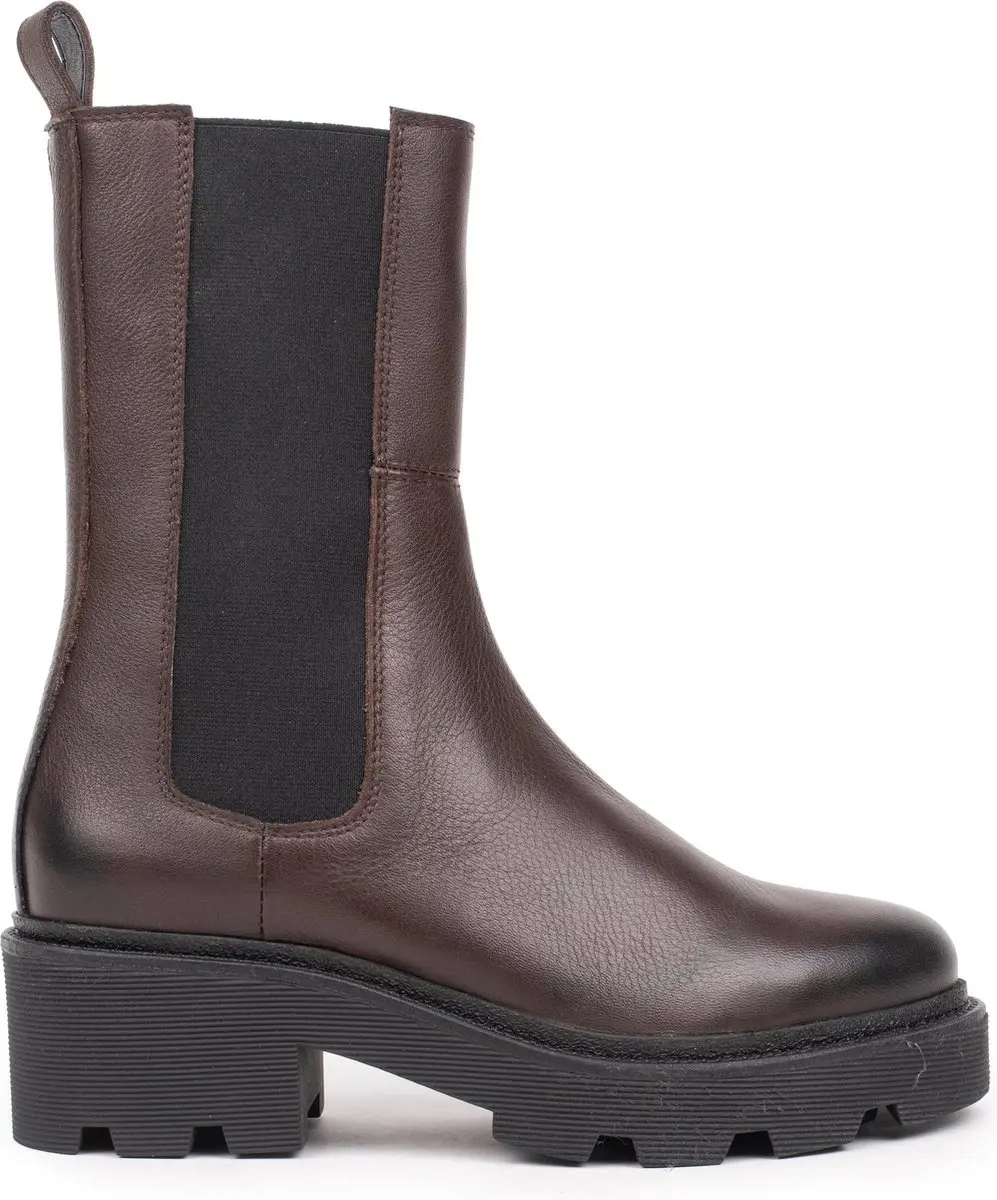 Hinson sobra hoge chelsea boots dames bruin leer