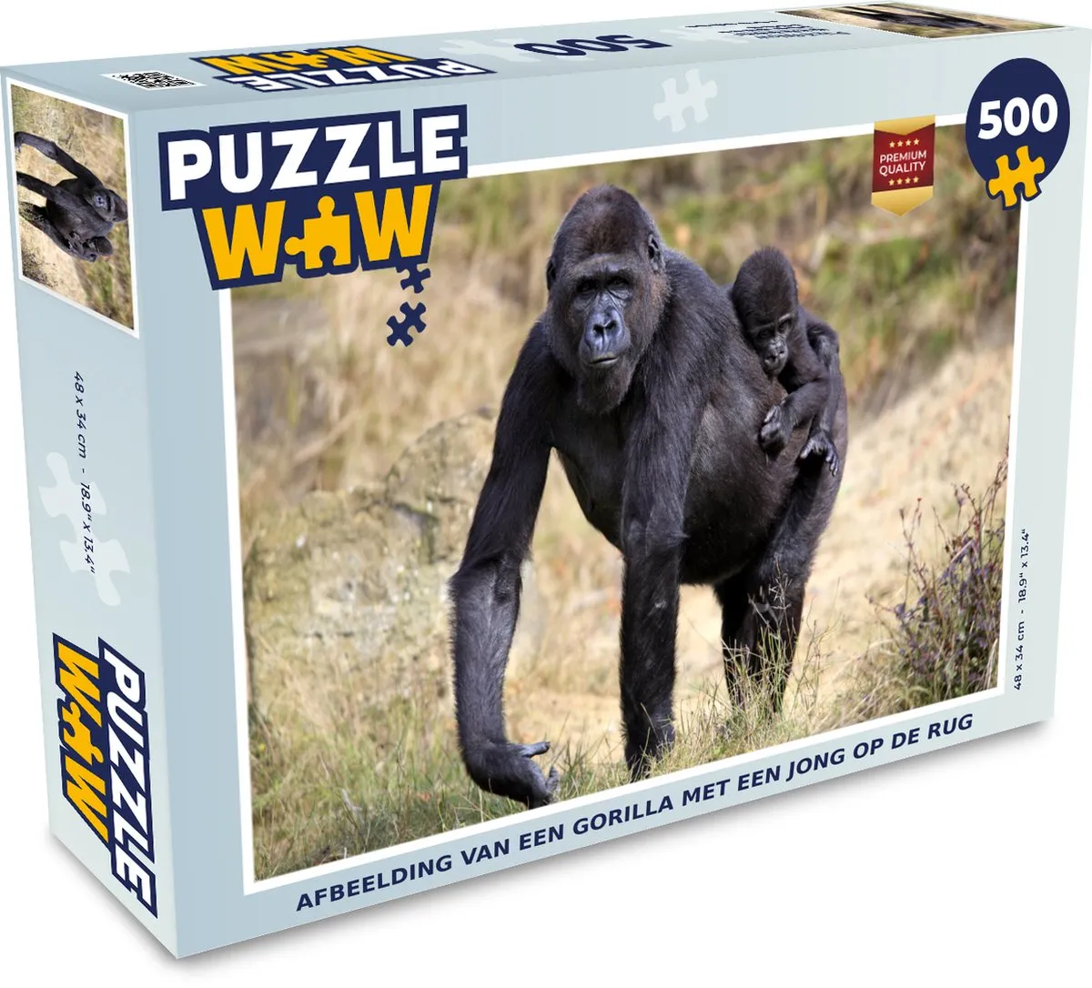 PuzzleWow Gorilla Legpuzzel 500 Stuks - Multicolor