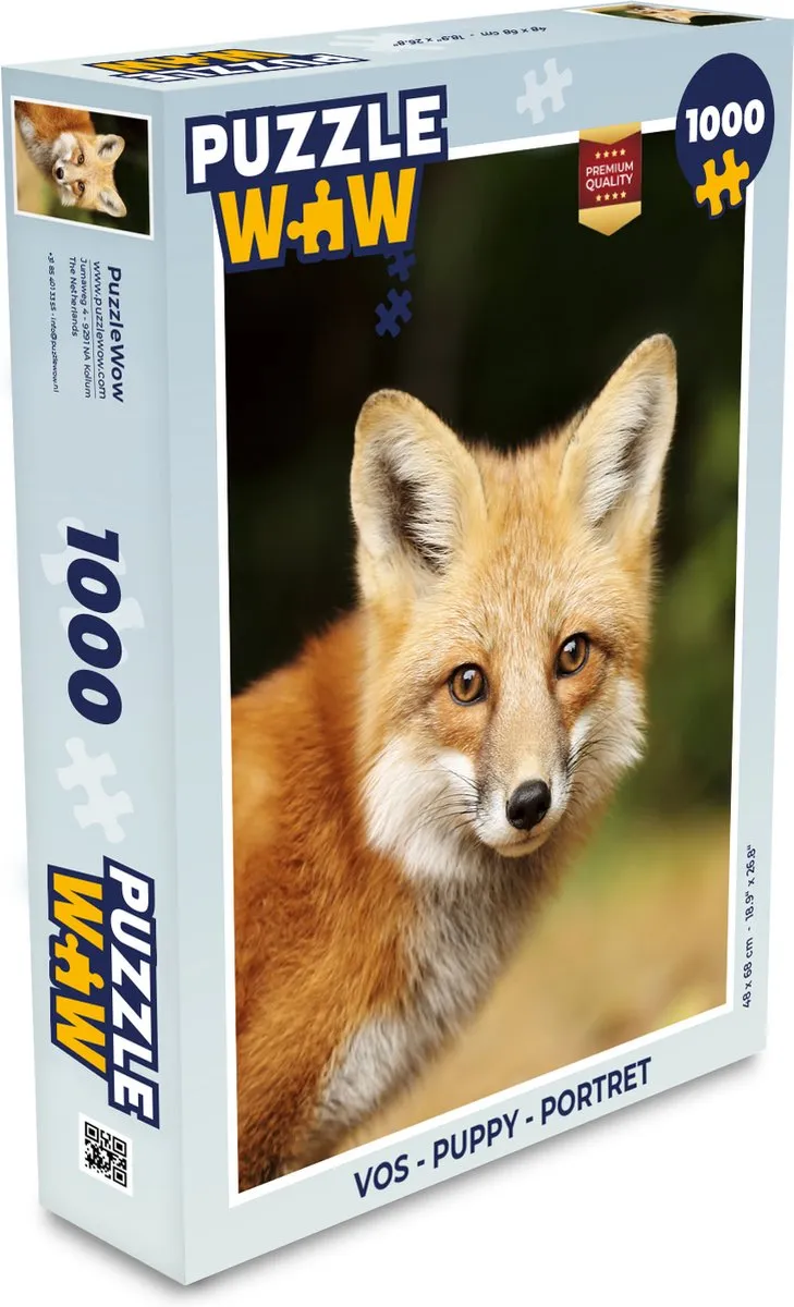 PuzzleWow Vos Puppy Portret Legpuzzel 1000 Stuks