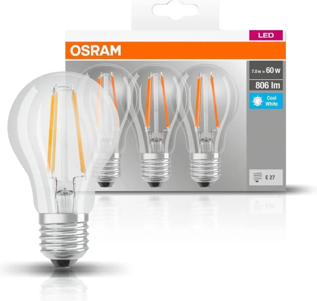 Osram LED Retrofit Classic A 60 6.5W E27 Koelwit - 3 Stuks - afbeelding 3 van 6