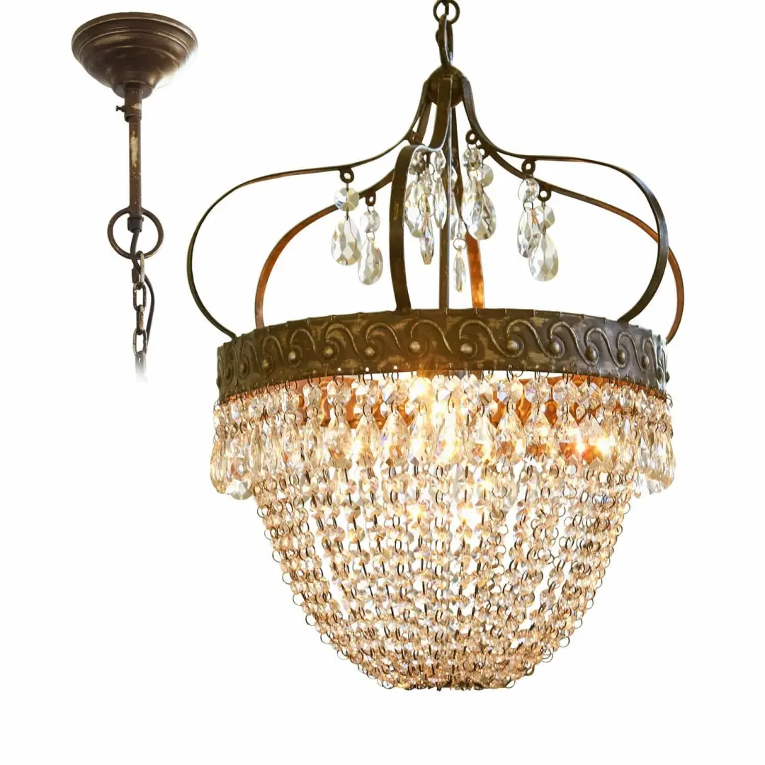 Loberon Margelieu kroonluchter antiekmessing 49cm