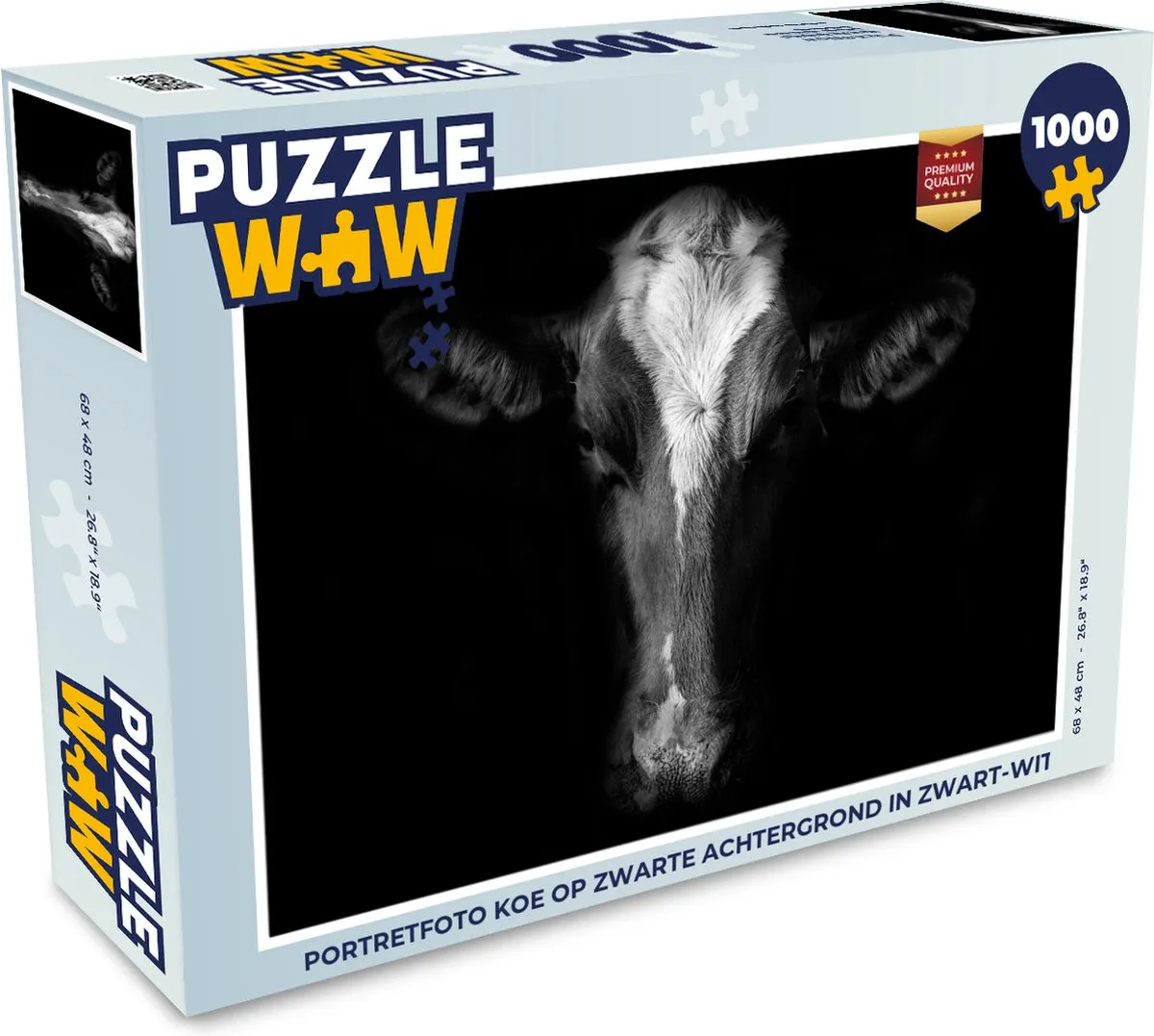 PuzzleWow Legpuzzel Portretfoto Koe 1000 Stuks