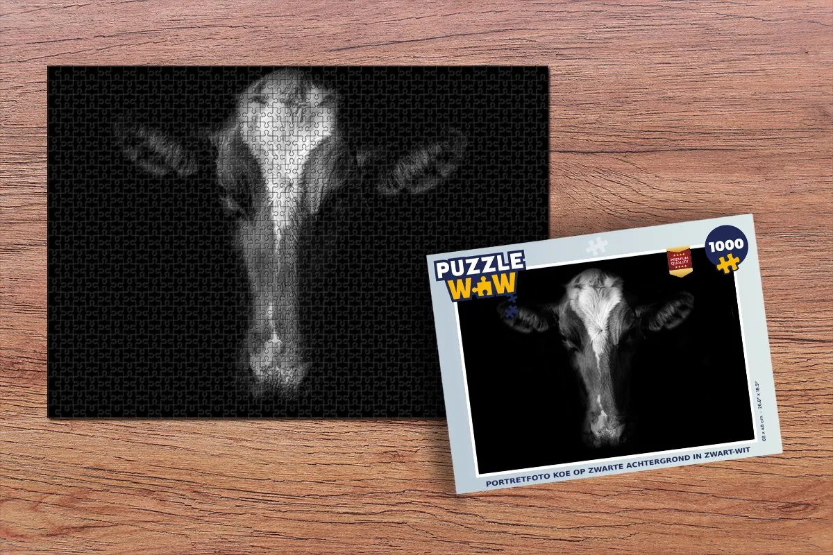 PuzzleWow Legpuzzel Portretfoto Koe 1000 Stuks - Multicolor