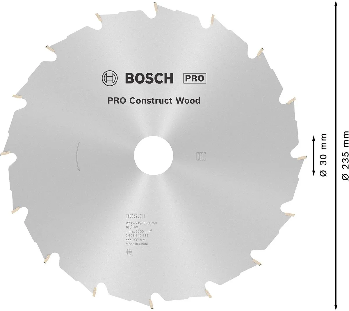 Bosch Professional Cirkelzaagblad Construct Wood 235mm - 16 Tanden