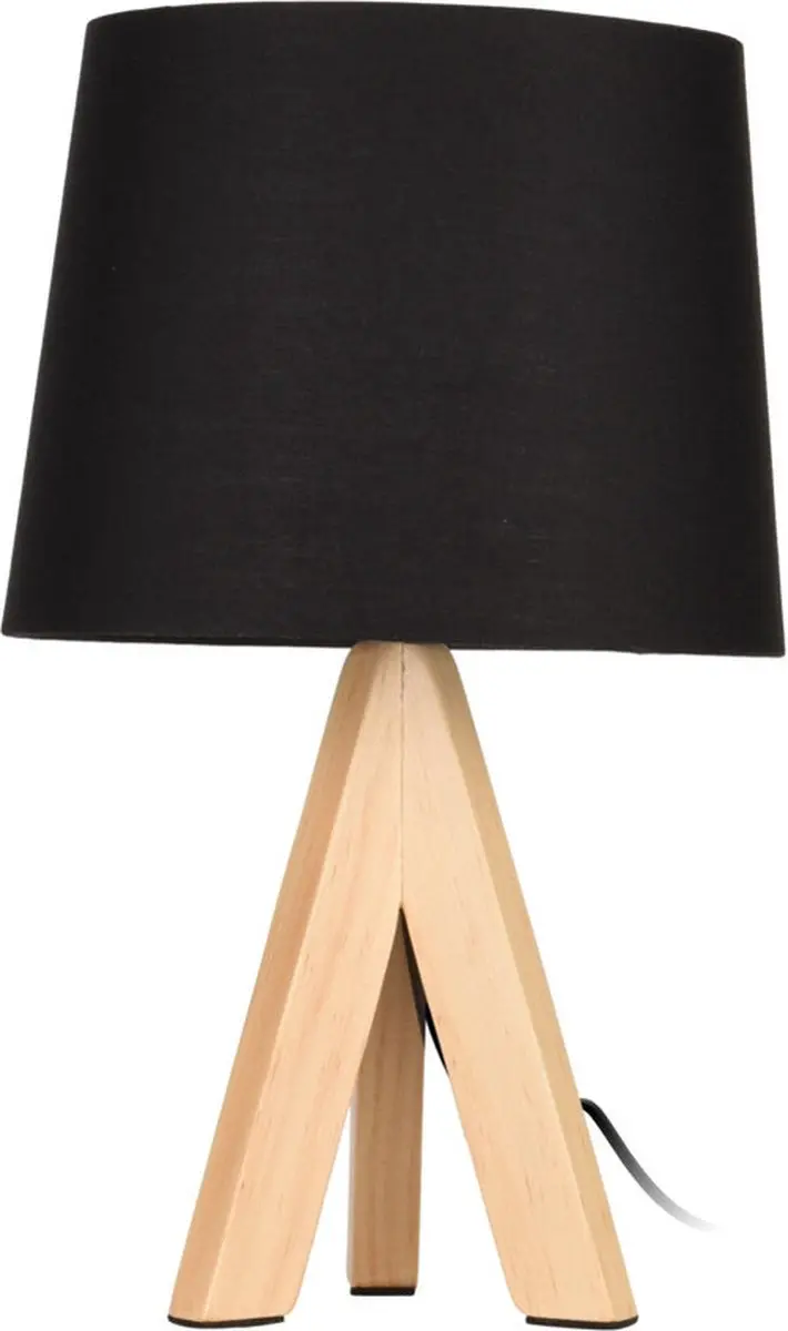 Excellent Houseware Koopmann Tafellamp zwart met houten poten