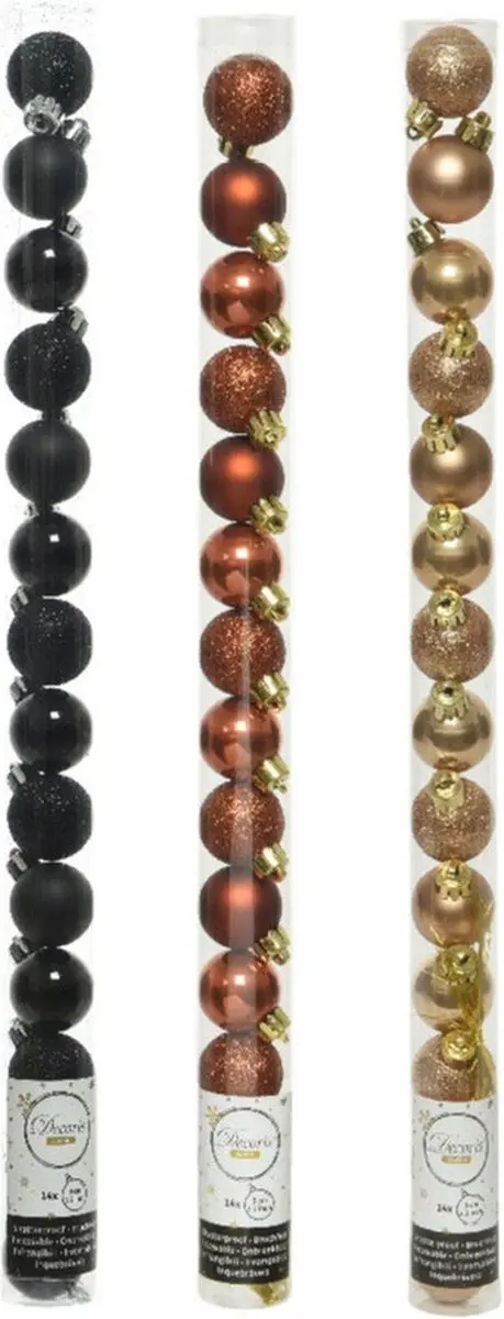 Decoris kerstballen mix 42x kunststof 3 cm