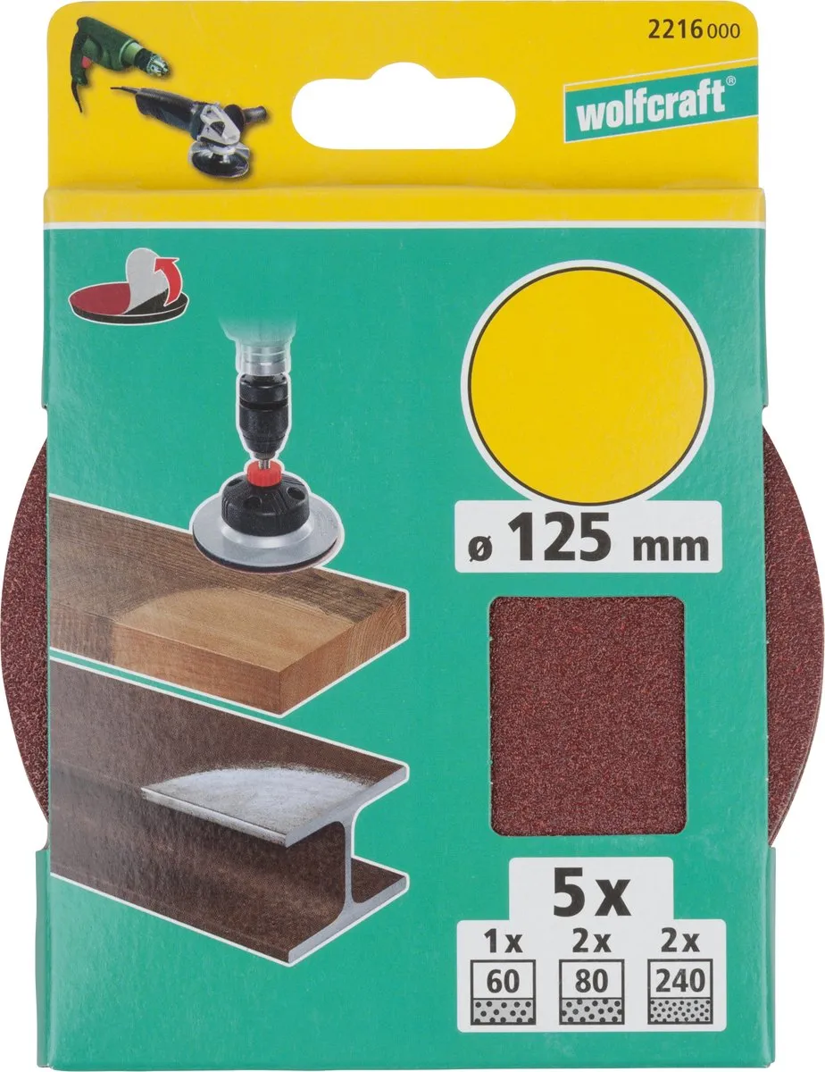 Wolfcraft Fixoflex Schuurschijven Set 5-delig - 2216000