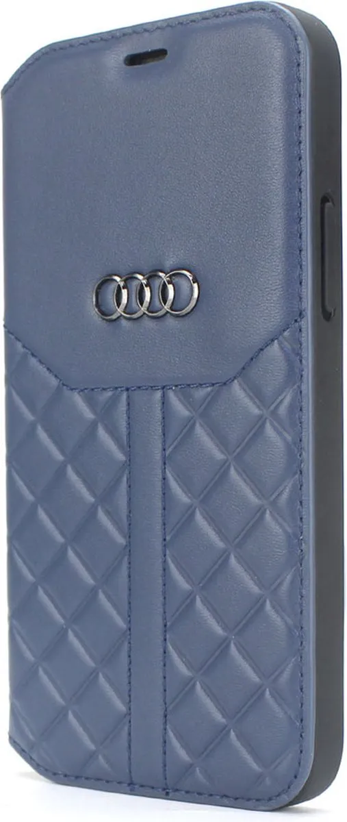 Audi iPhone 13 Pro Max Bookcase Hoesje - Effen Donkerblauw Leer