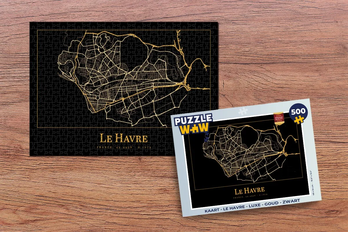 PuzzleWow Le Havre Puzzel 500 Stuks - Goud/Zwart