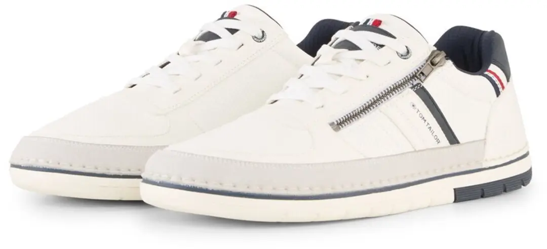 Tom Tailor - Sneakers van gestructureerd imitatieleer - Maat 41 - white