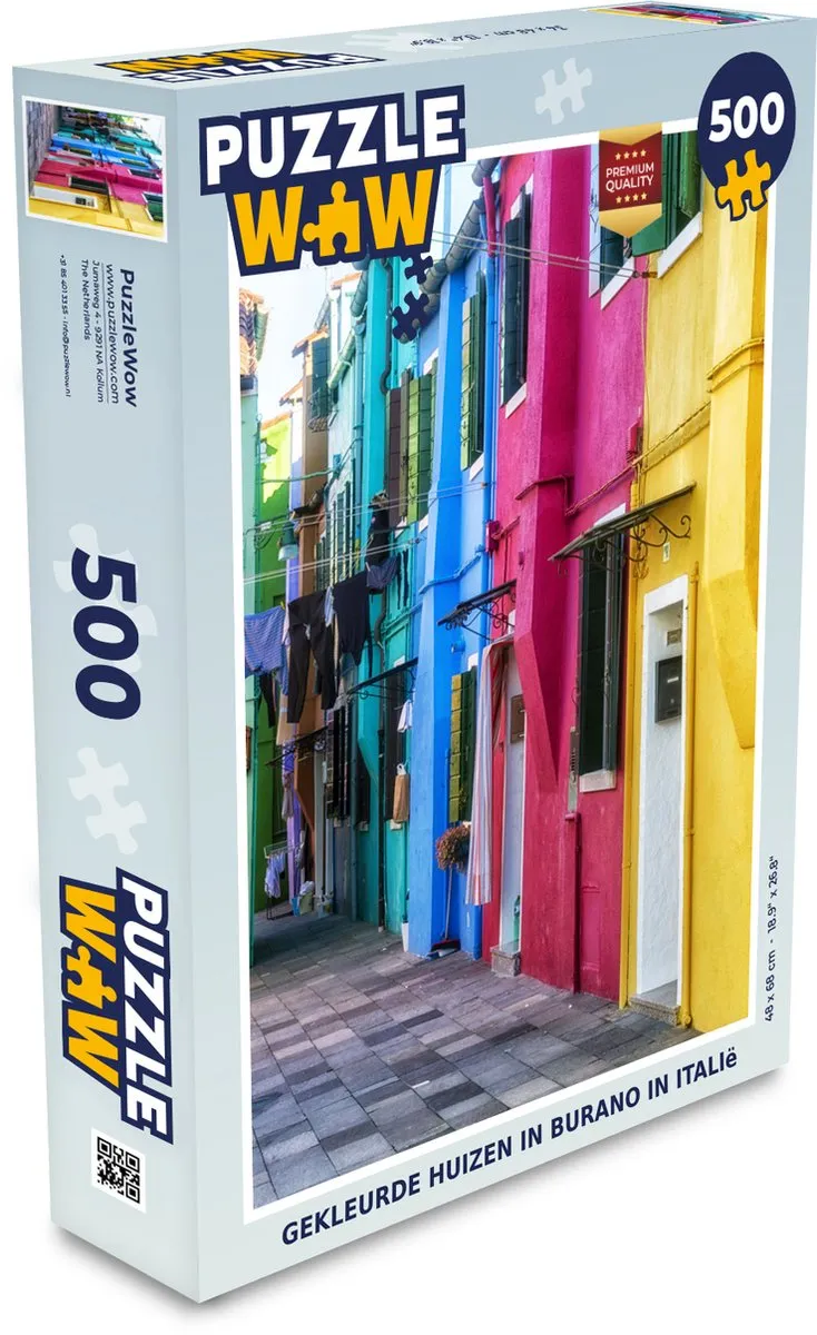 PuzzleWow Puzzel Gekleurde Huizen Burano Italië