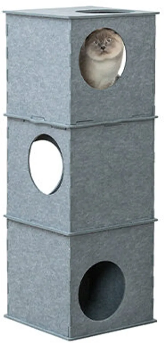 Trixie Nele Kattenhuis & Toren - Vilt Grijs 38x38x105cm