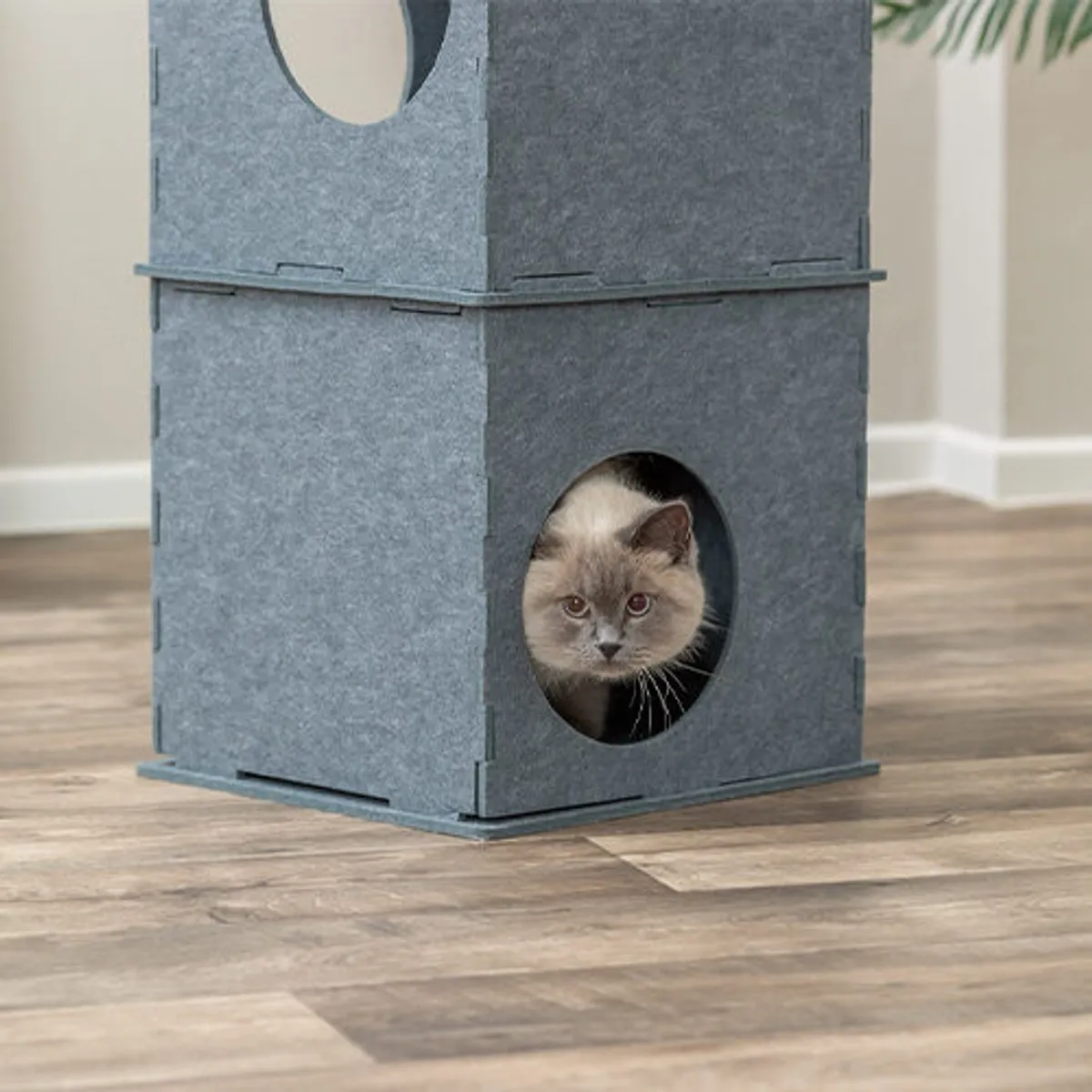 Trixie Nele Kattenhuis & Toren - Vilt Grijs 38x38x105cm