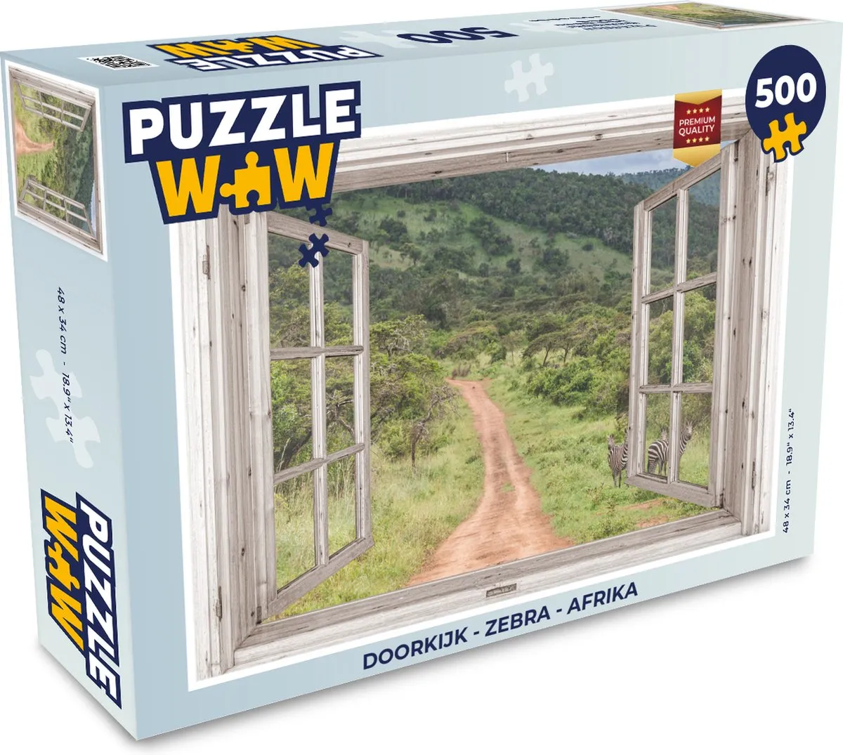 PuzzleWow Doorkijk Zebra Afrika Legpuzzel 500 Stuks - Multicolor