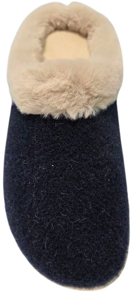 Q Fit Roan Blauwe Vilten Open Dames Pantoffels - Blauw - 40 - afbeelding 2 van 6
