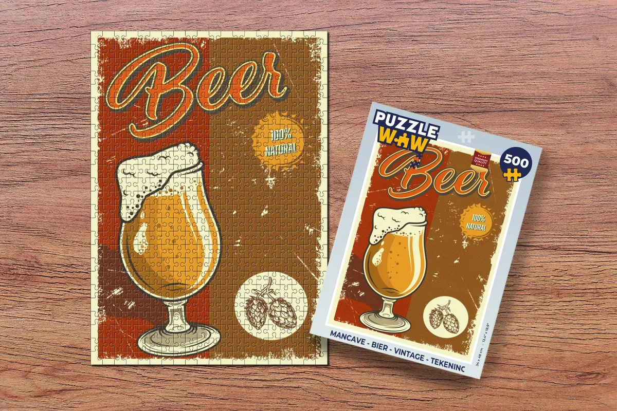 PuzzleWow Mancave Bier Legpuzzel 500 Stuks - Multicolor