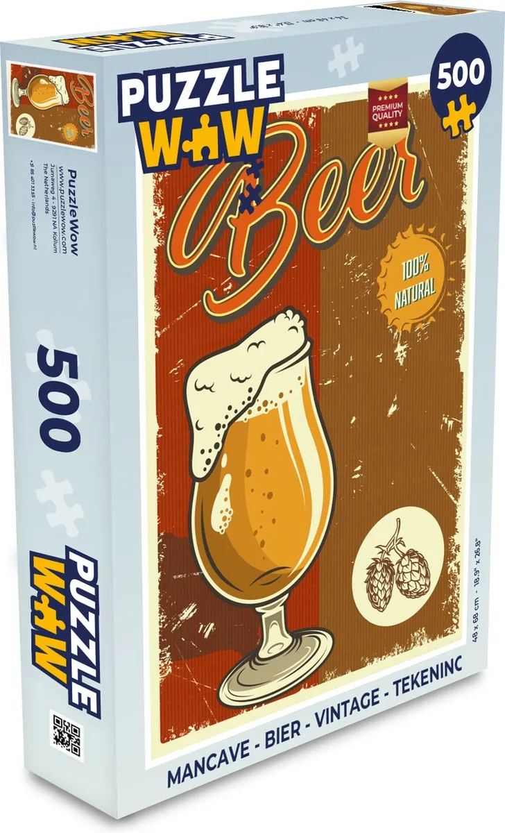 PuzzleWow Mancave Bier Legpuzzel 500 Stuks