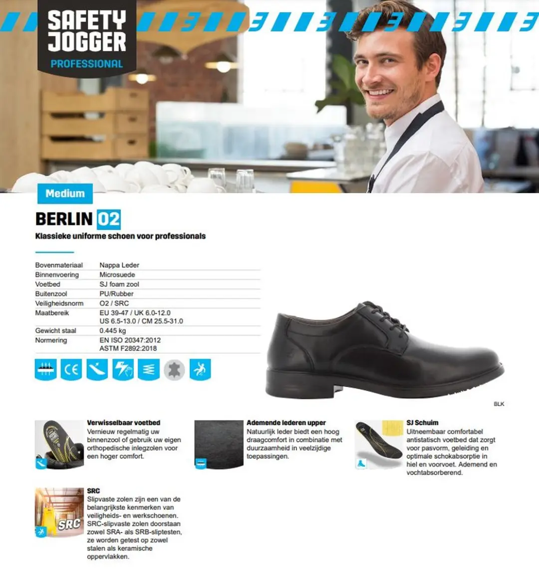Safety Jogger Berlin O2 SlipvastSRC Antistatisch - Maat 47 - afbeelding 2 van 2