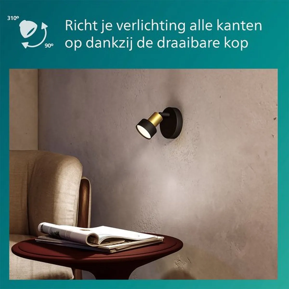 Philips Hue Conduit Opbouwspot Zwart/Goud - GU10 RGBW