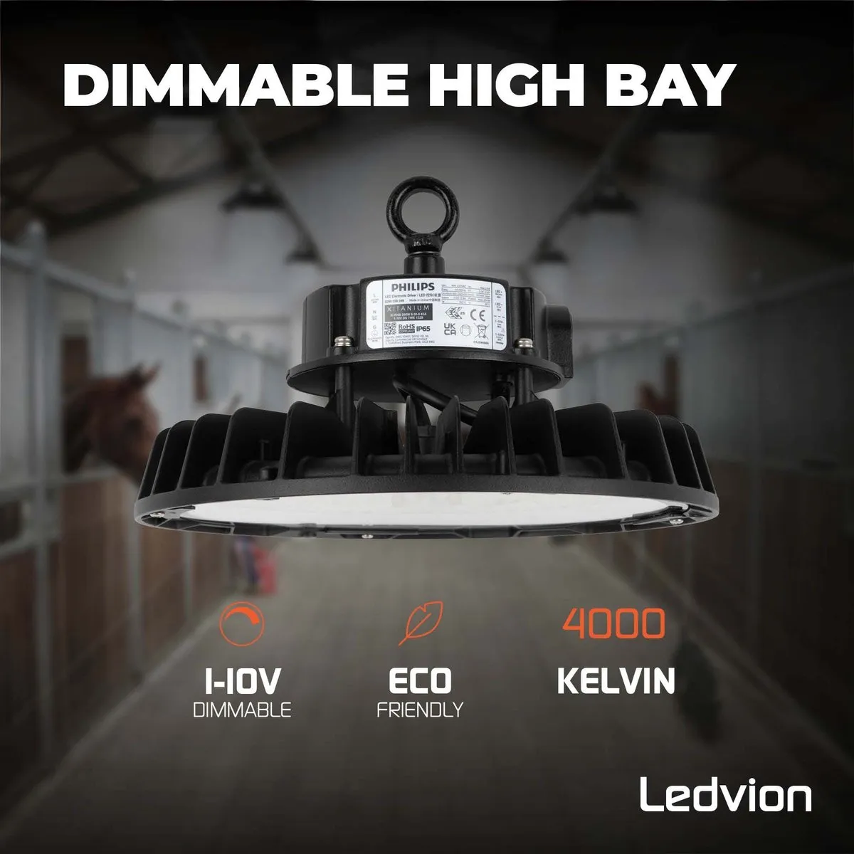 LEDVION LED High Bay 200W - 35.000Lm - 4000K - IP65 - Zwart
