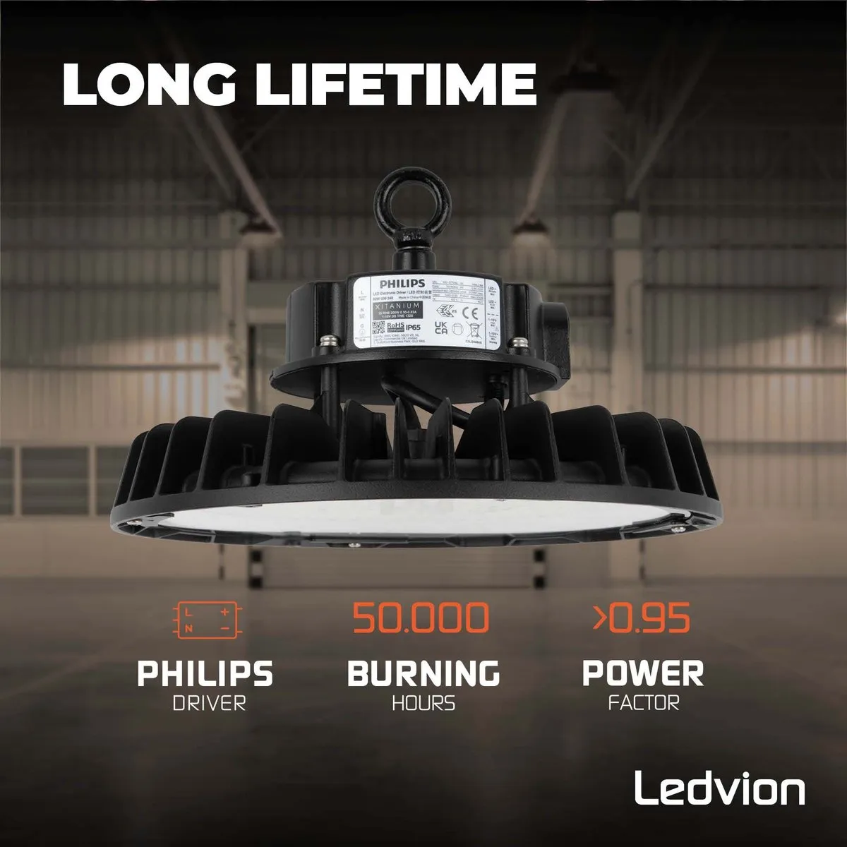 LEDVION LED High Bay 200W - 35.000Lm - 4000K - IP65 - Zwart