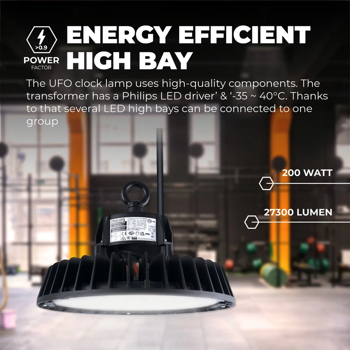 LEDVION LED High Bay 200W - 35.000Lm - 4000K - IP65 - Zwart