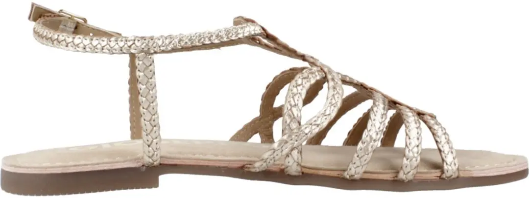Dames Sandalen Goud Leer Gevlochten Bandjes