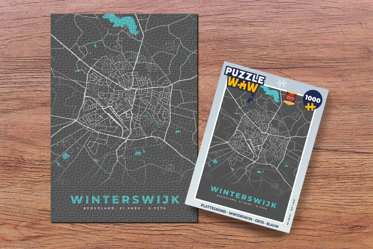 PuzzleWow Winterswijk Plattegrond Legpuzzel 1000 Stuks - Multicolor