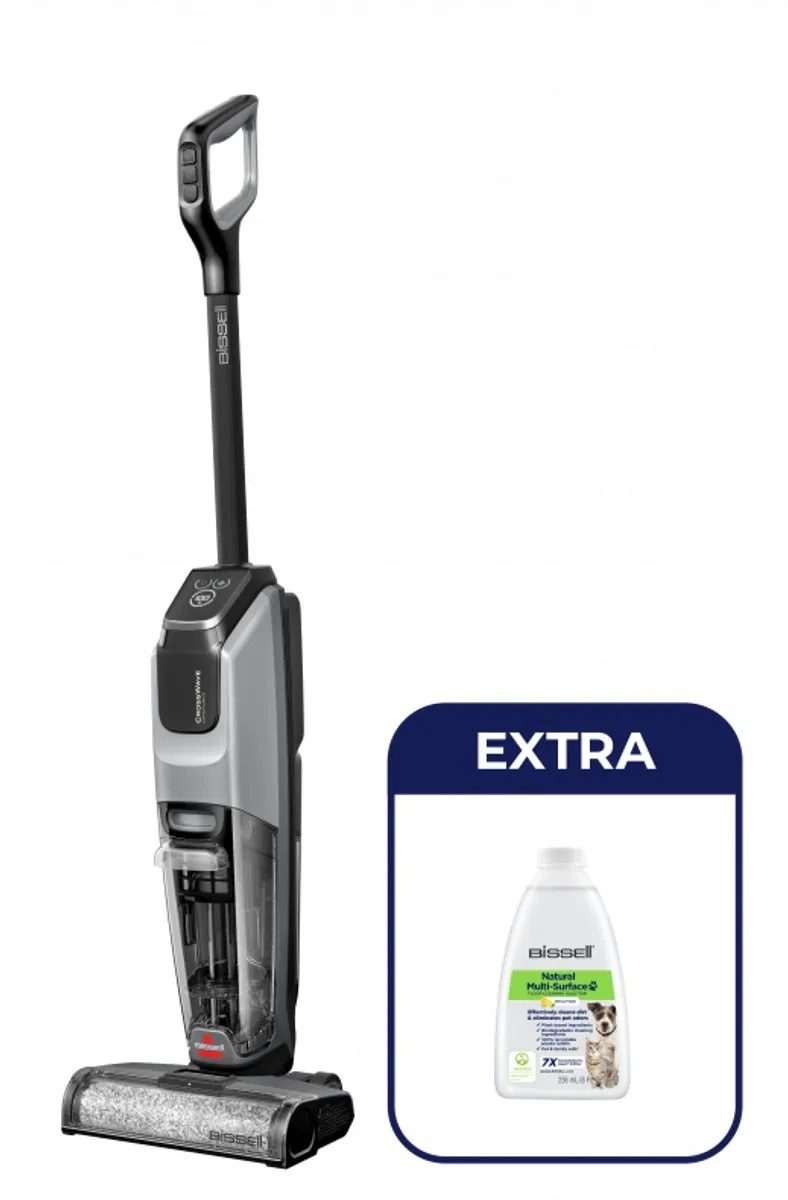 BISSELL CrossWave® OmniForce™ Select Vloerreiniger - Draadloze Stofzuiger met Dweilfunctie - Vlekkenreiniger voor Harde Vloeren - Snoerloze Steelstofzuiger - 2 in 1 Vacuum Cleaner met LED - Extra Krachtig 31aW - ZeroGap Technologie™ - 3912N