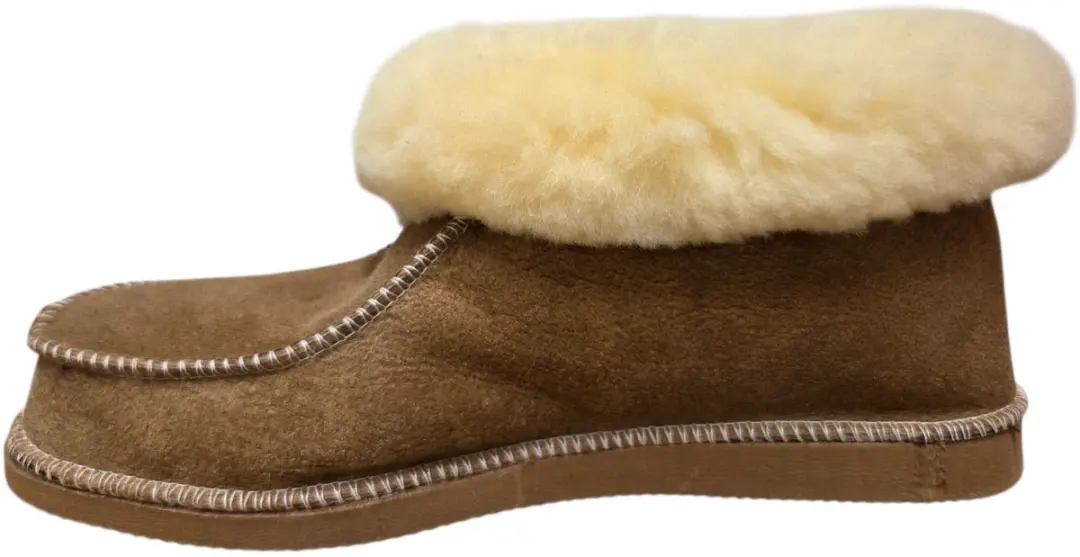van Buren Dames Pantoffels Camel Lamsvacht Rubberen Zool - Beige - 37 - afbeelding 4 van 4