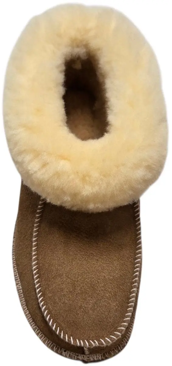 van Buren Dames Pantoffels Camel Lamsvacht Rubberen Zool - Beige - 37 - afbeelding 2 van 4