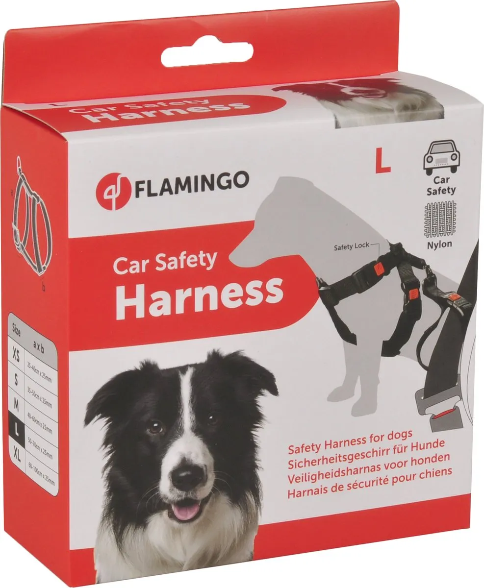 Flamingo Hondenharnas Auto Maat L - 50-70cm Zwart