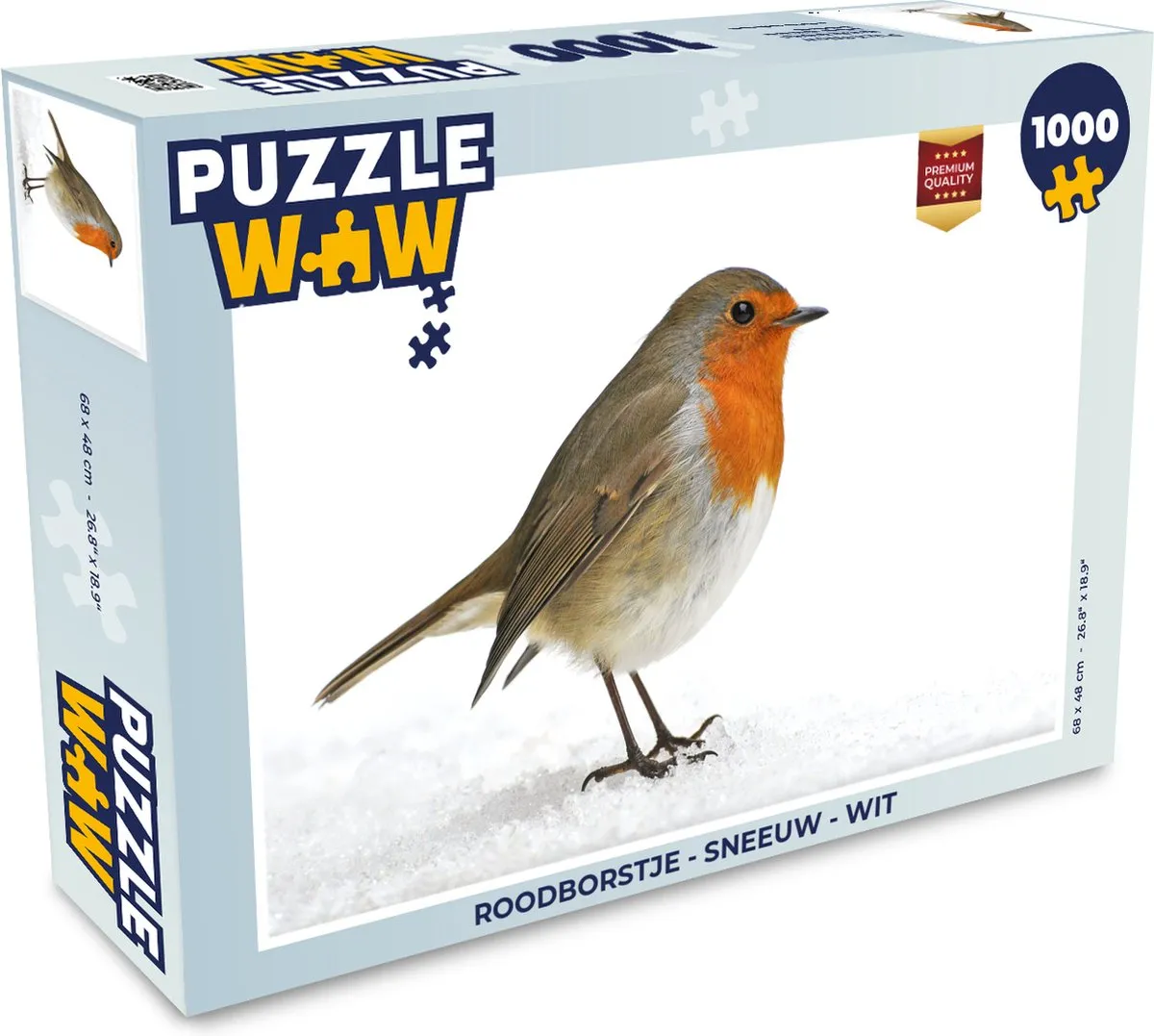 PuzzleWow Roodborstje Sneeuw Legpuzzel 1000 Stuks