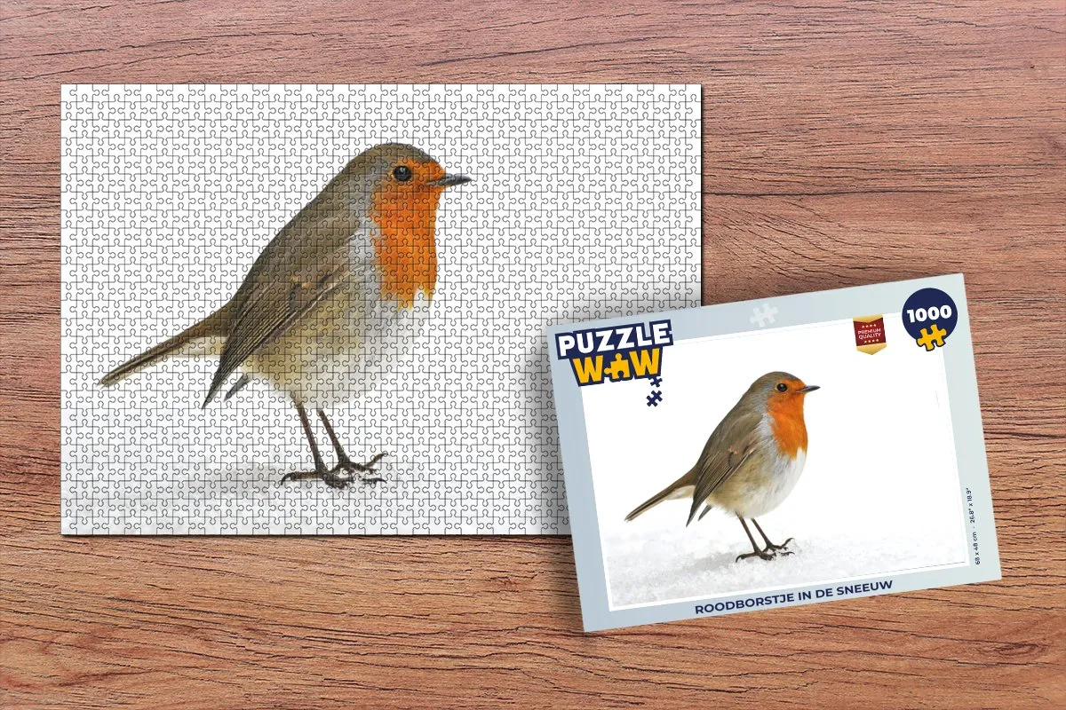 PuzzleWow Roodborstje Sneeuw Legpuzzel 1000 Stuks - Multicolor