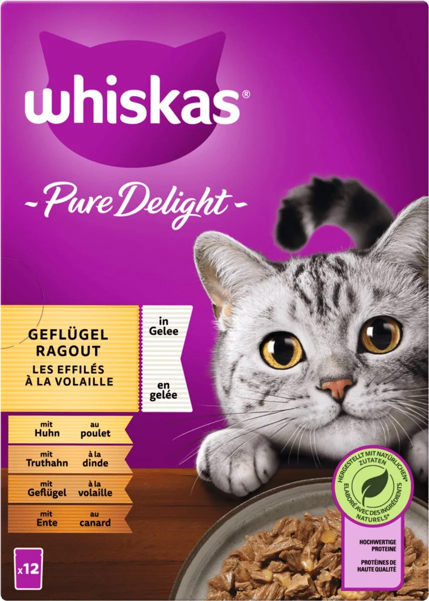 Whiskas Pure Delicates Gevogelte Ragout Gelei 12x85g