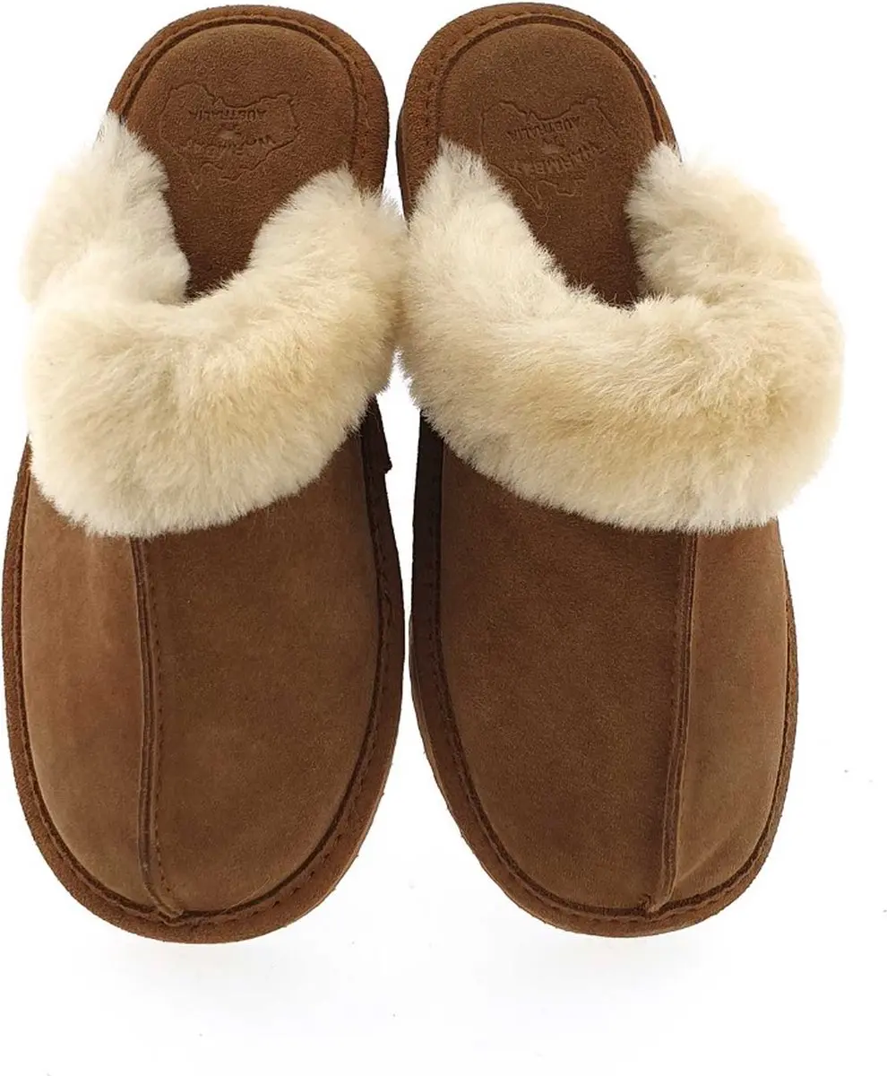 Warmbat Lismore Suede Dames Sloffen - Bruin/Wit - Maat 37 - afbeelding 3 van 6