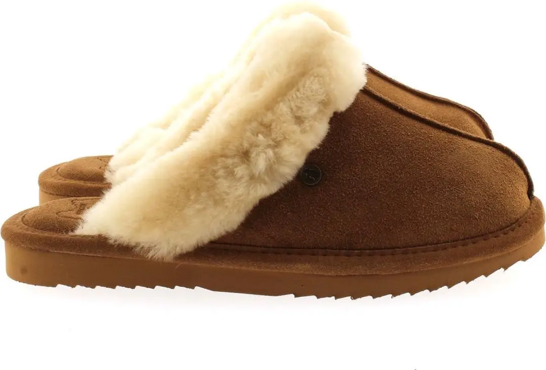Warmbat Lismore Suede Dames Sloffen - Bruin/Wit - Maat 37 - afbeelding 2 van 6