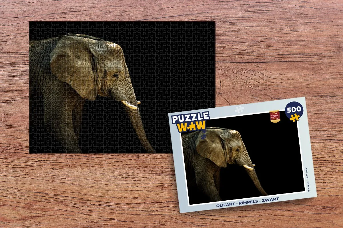 PuzzleWow Olifant Rimpels Legpuzzel 500 Stuks - Multicolor