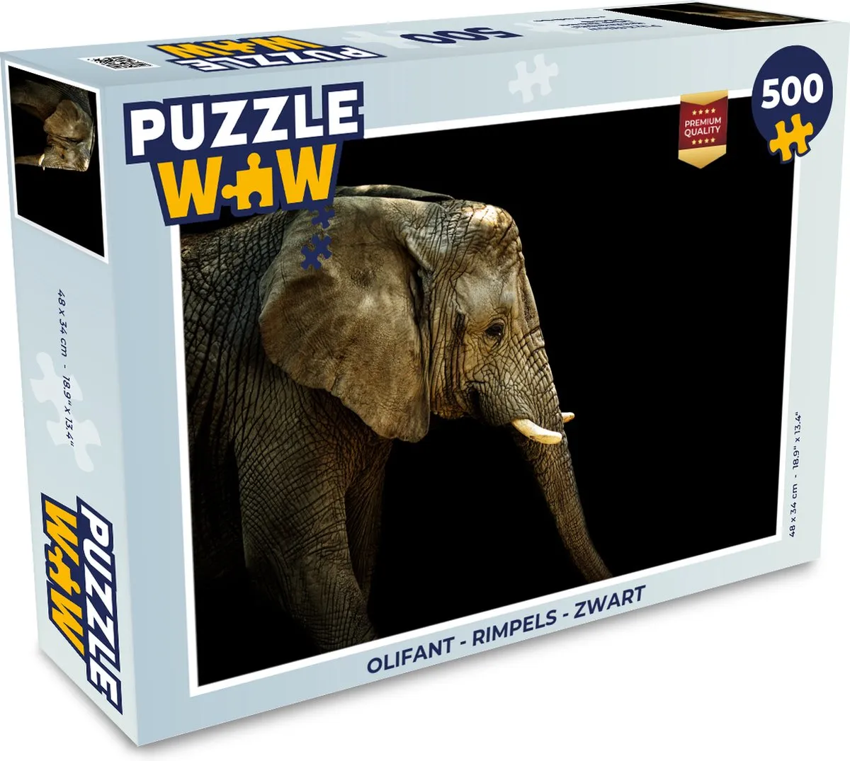 PuzzleWow Olifant Rimpels Legpuzzel 500 Stuks - Multicolor