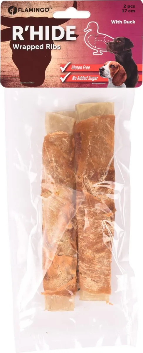 Flamingo R'hide Duck Wrapped Ribs Honden Snacks - 2 Stuks