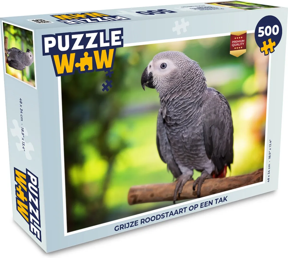 PuzzleWow Legpuzzel Grijze roodstaart 500 Stuks