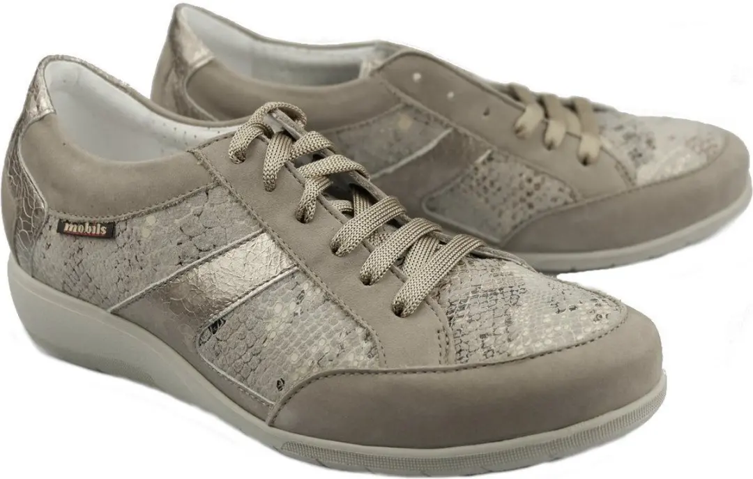 Mobils by Mephisto JOSEFINA lederen sneakers Dames warm grijs EXTRA BREED