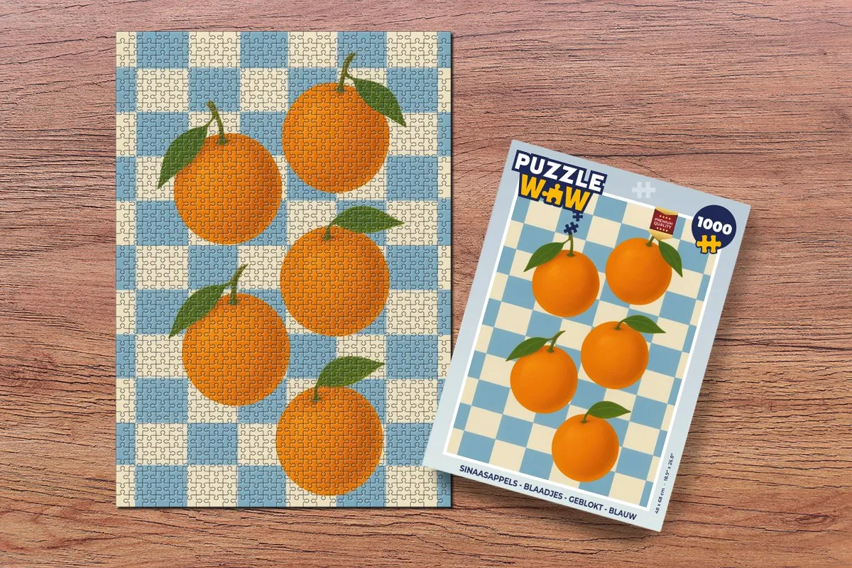 PuzzleWow Legpuzzel 1000 Stuks - Sinaasappels Blauw