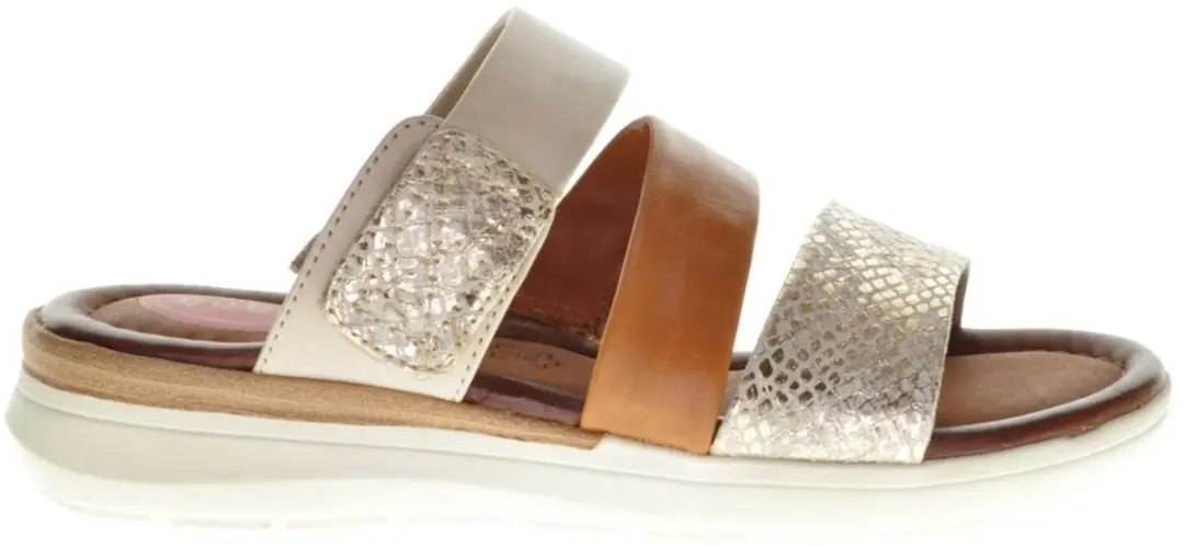 Jana Gouden Cognac Lederen Slipper Comfort maat 39