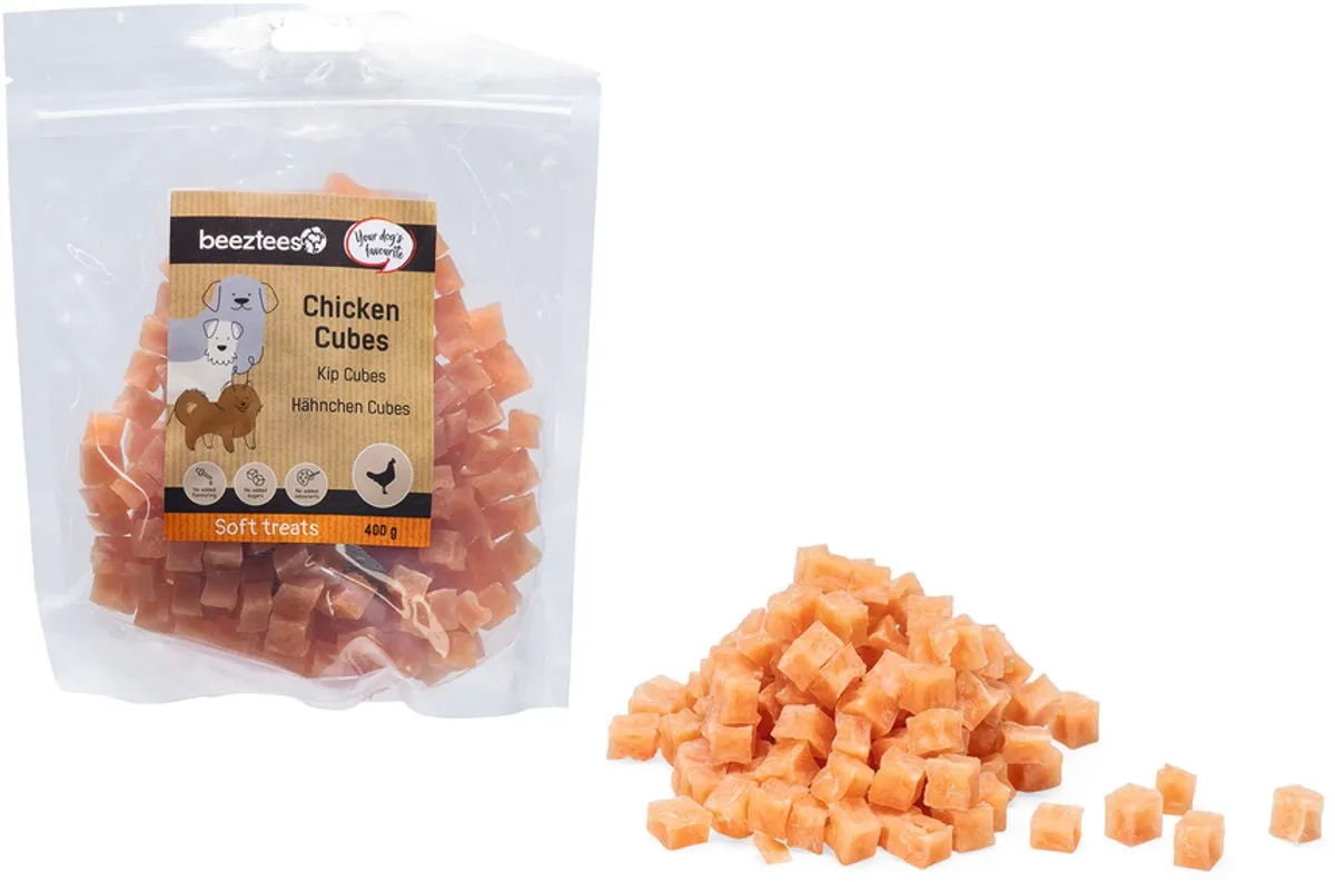 Beeztees Tasty Treats Kip Cubes Hondensnacks 400g